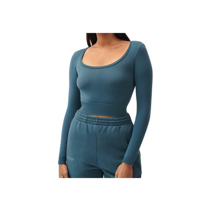 Cropped Long Sleeve Top Storm Blue