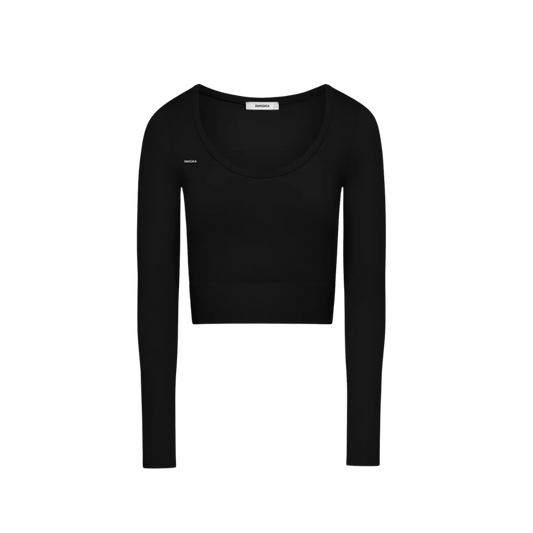 Cropped Long Sleeve Top Black