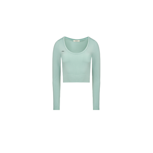 Cropped Long Sleeve Top Eucalyptus Blue