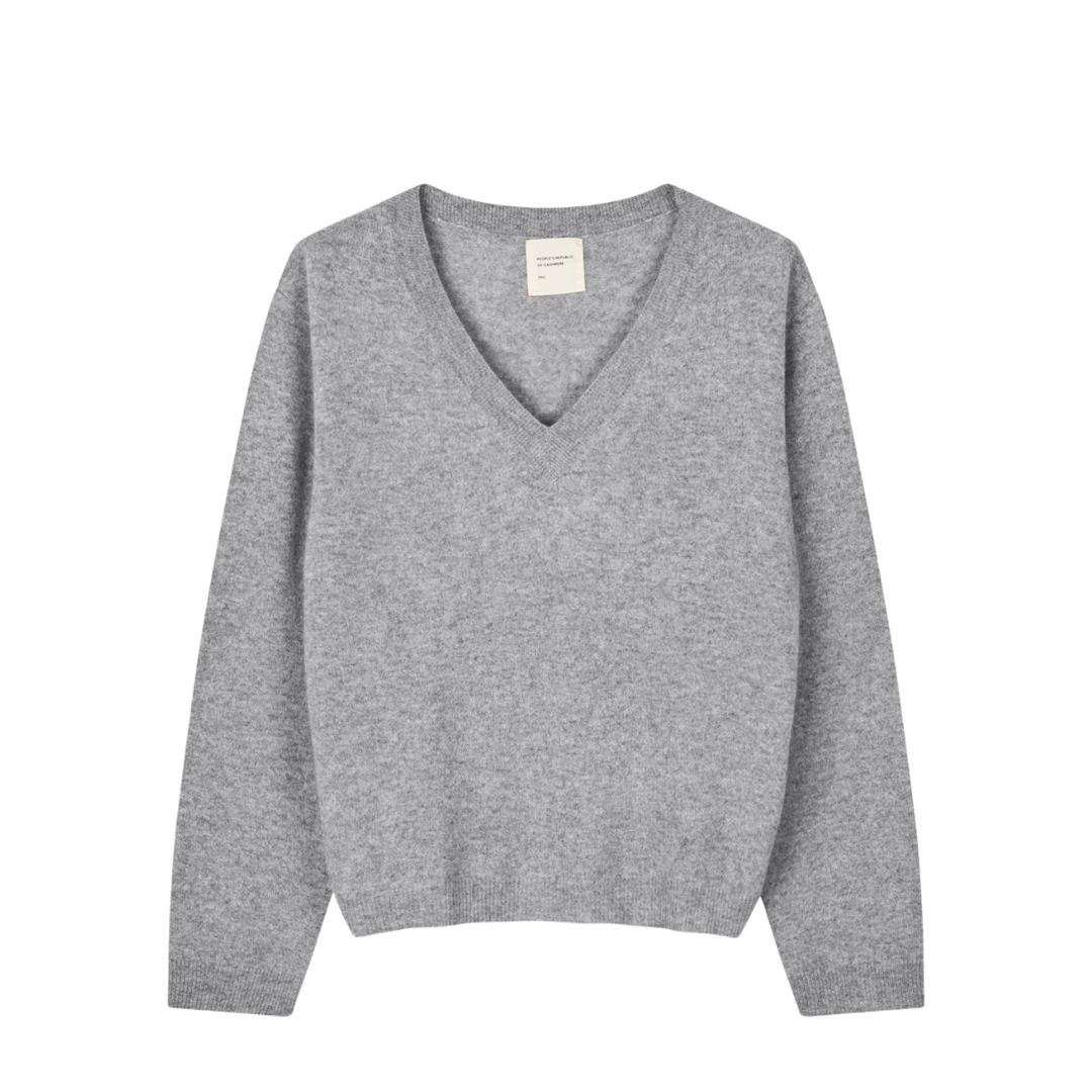 Women's Oversized V-Neck - Heather Grey Light