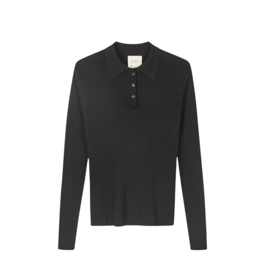 Thin Rib Polo - Black