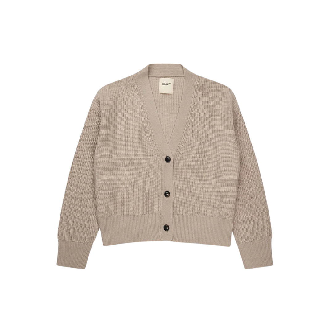 Premium Ribbed Cardigan - Sand