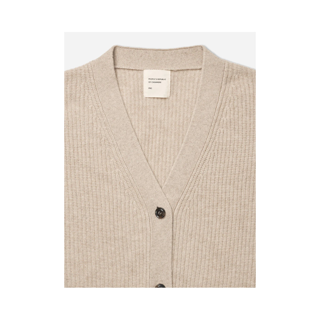 Premium Ribbed Cardigan - Sand