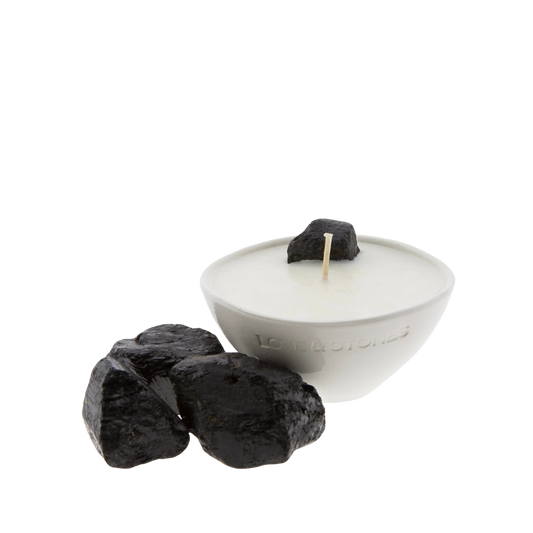 Heal - Black Tourmaline Crystal-Infused Scented Mini White Candle
