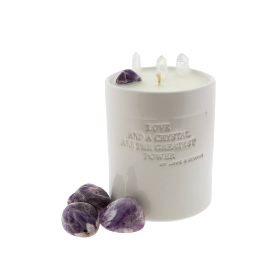 Calming - Amethyst & Crystal Quartz Infused Scented Candle