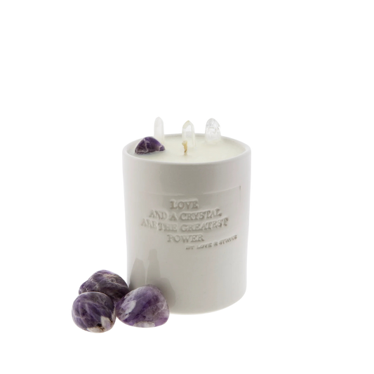 Calming - Amethyst & Crystal Quartz Infused Scented Candle