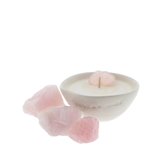 Raw Dream - Rose Quartz Infused Scented Mini White Candle